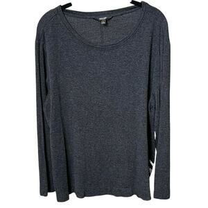 Simply Vera Vera Wang Charcoal Long Sleeve Tee Lace Up Sides Top - L
